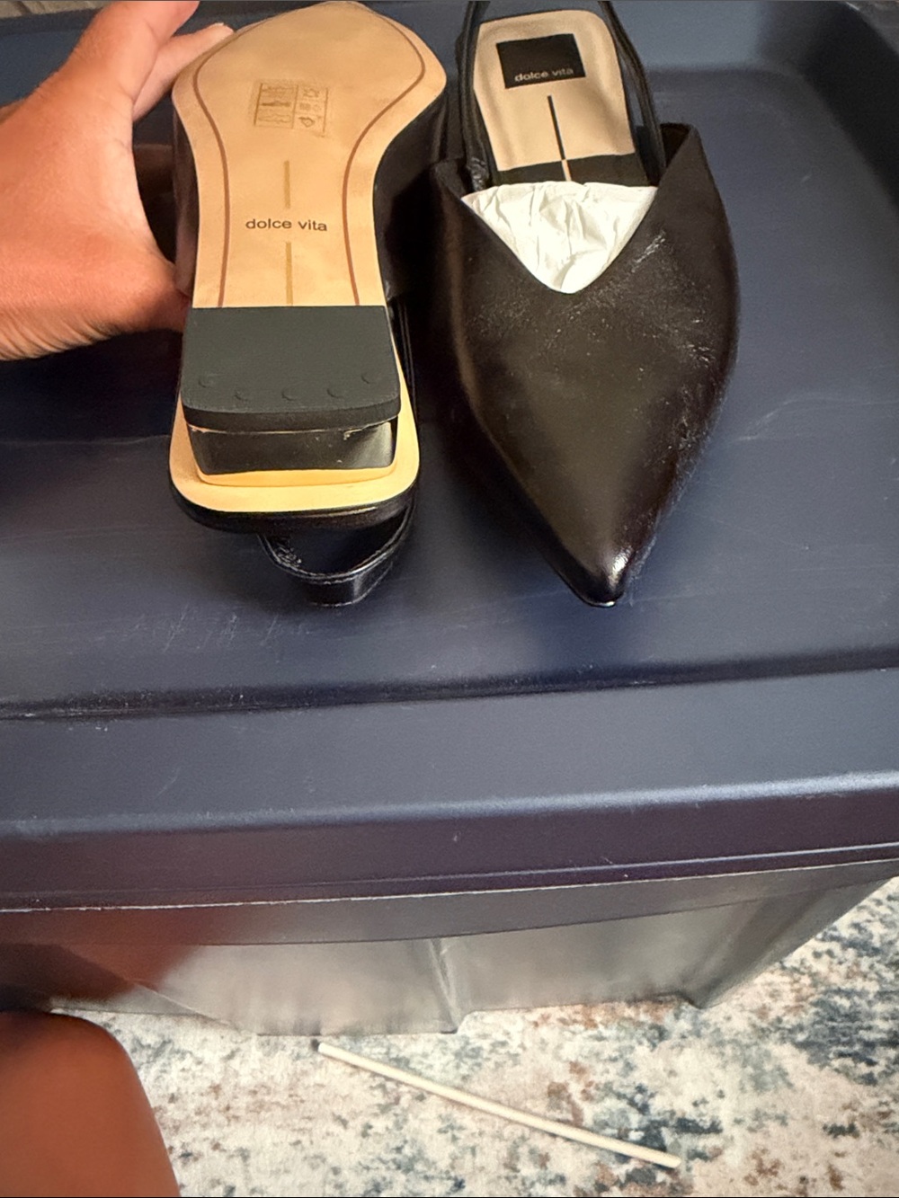 Dolce Vita Black Pointed Slingback Mules - Picture 3 of 4